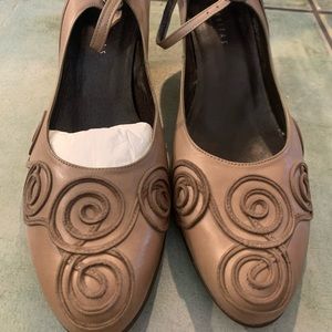 Brown leather wedges made by Hispanitas size 9